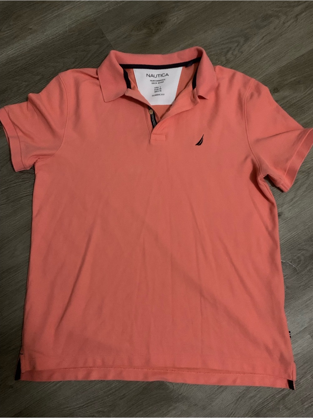 Nautica Men’s Coral-Peach Polo Shirt with Signature Sail Logo size Large